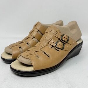 SAS Tango Slide Tan Sandals Wheat Leather Womens 9.5 Narrow Classic Granola Boho